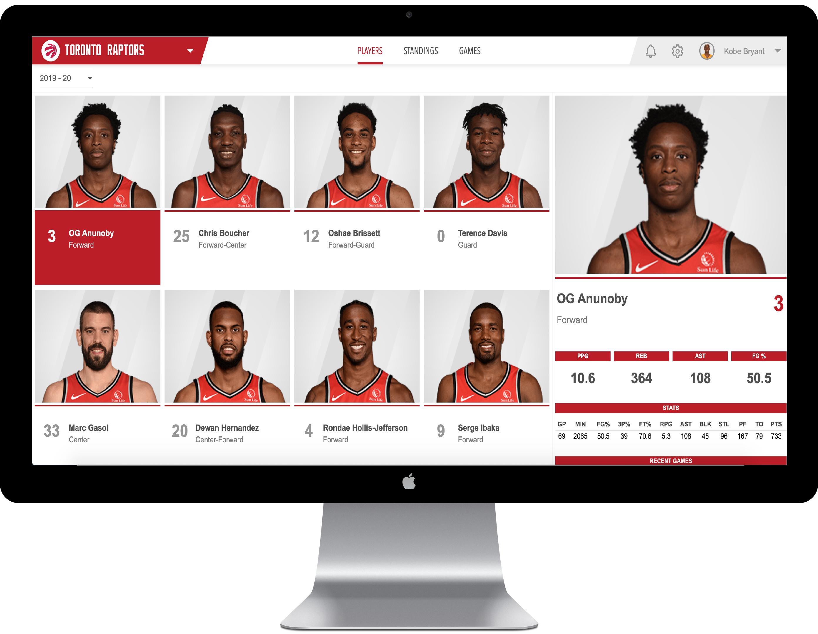 page landing raptors team gallery